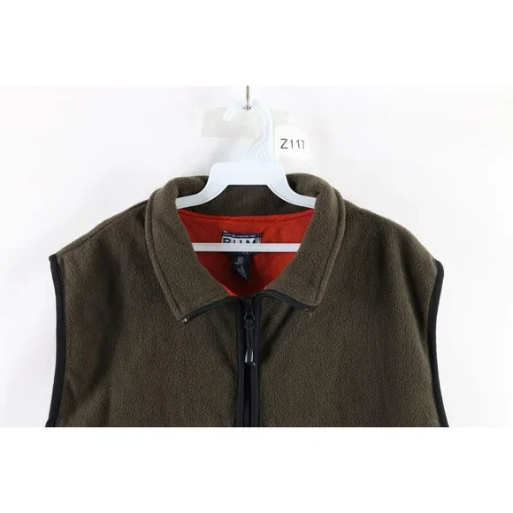 Vintage 90s Streetwear Mens 2XL XXL Full Zip Fleece Vest Jacket Olive Green - Picture 2 of 8